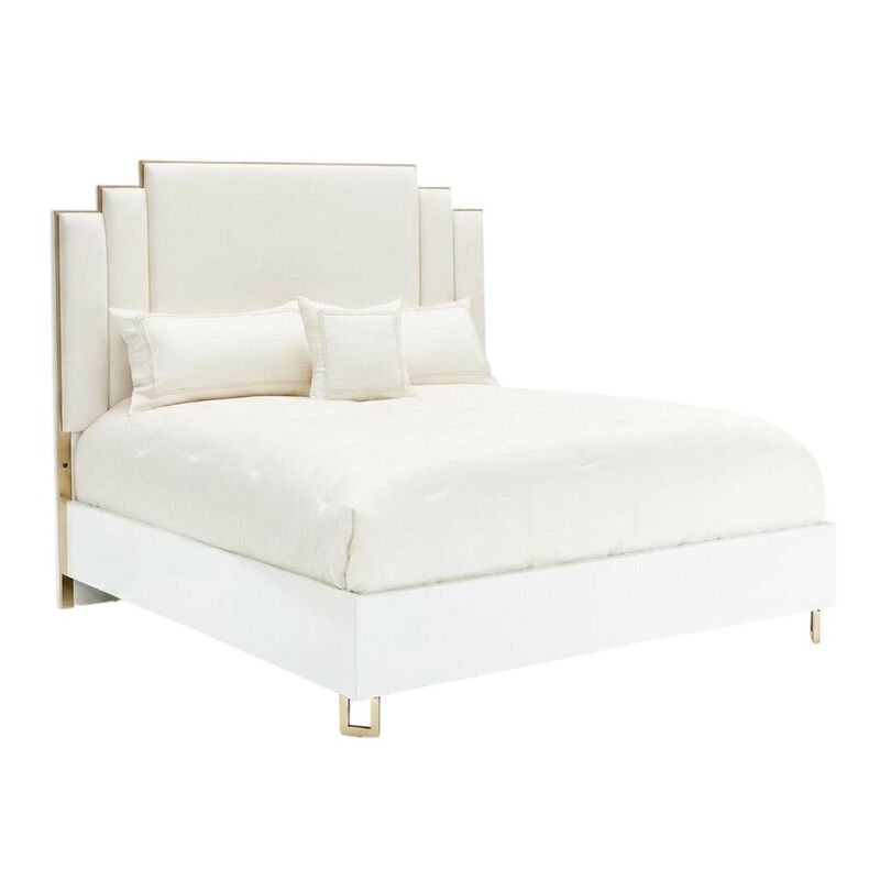 Starlight Canyon Home Upholstered Eastern King Bed in Cream with Polyester Fabric and Woven Finish image number 0