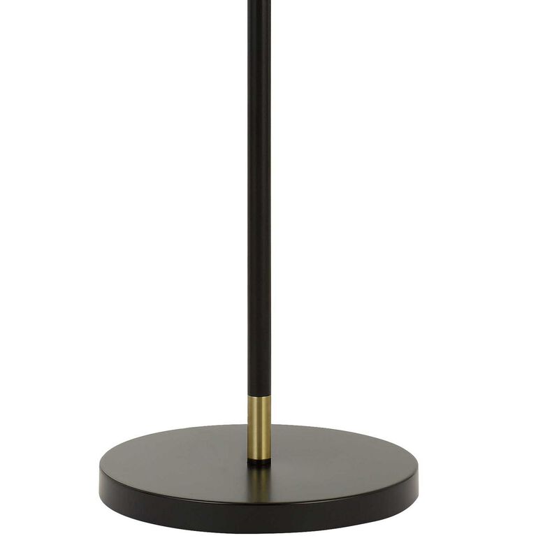 10 Watt Adjustable Metal Frame Floor Lamp, Black and Brass-Benzara