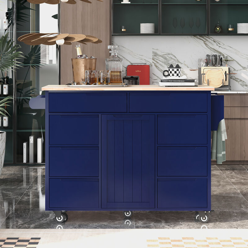 Merax Kitchen Cart with Rubber Wood Countertop