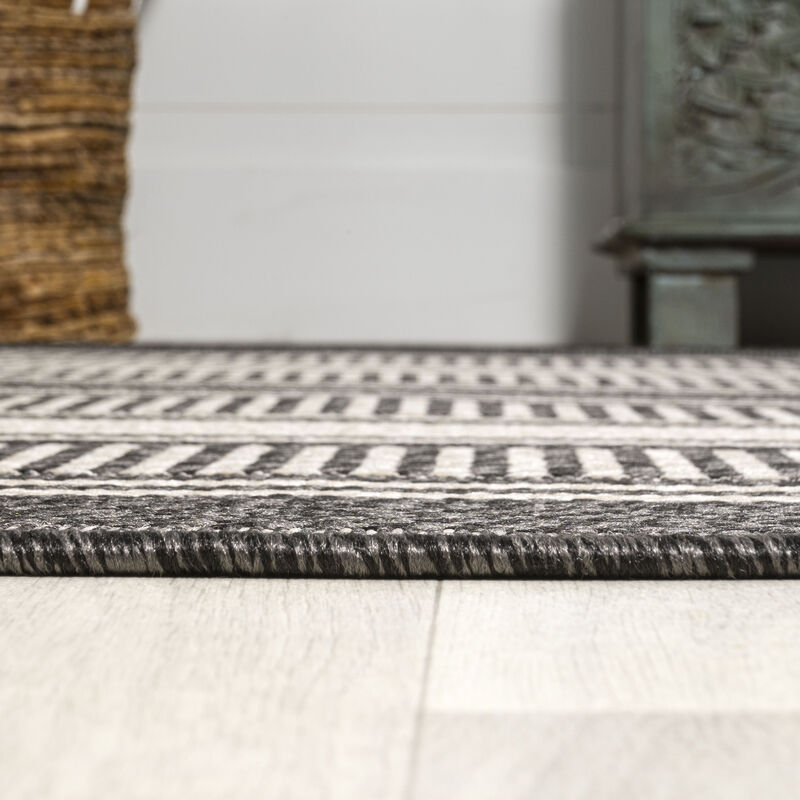 Haynes Modern Double Stripe Indoor/Outdoor Area Rug