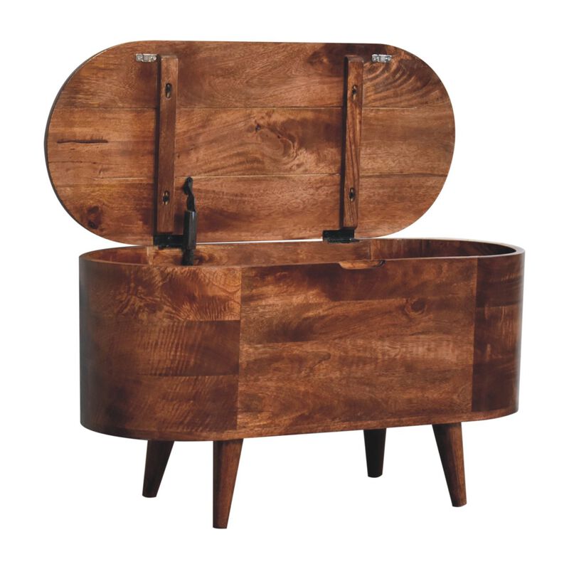 Artisan Furniture Solid Wood Honey Caramel Rounded Lid up Blanket Box