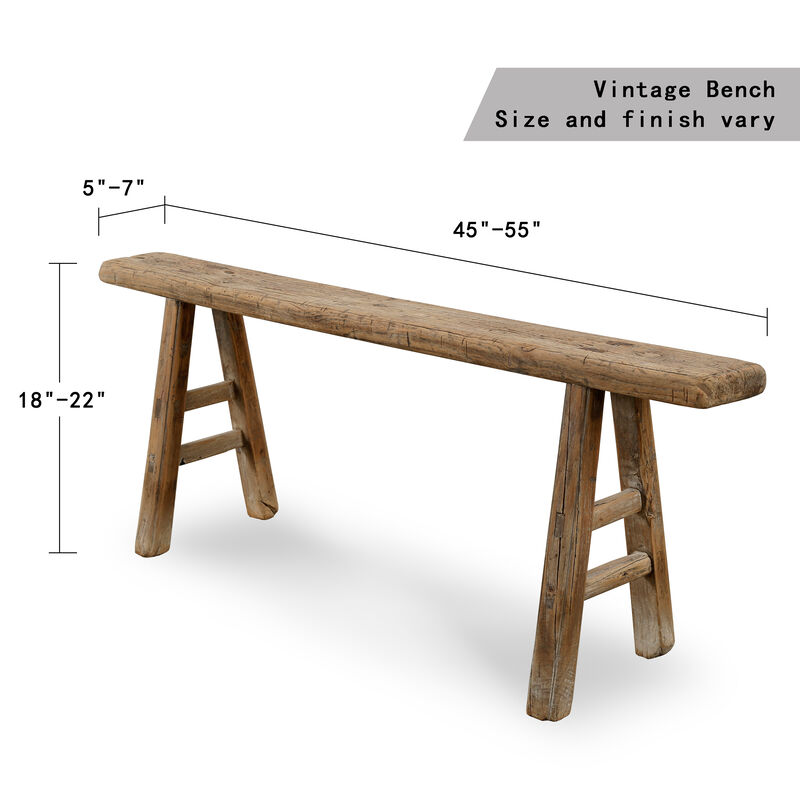 Vintage Reclaimed Entryway Bench in Natural Wood image number 2
