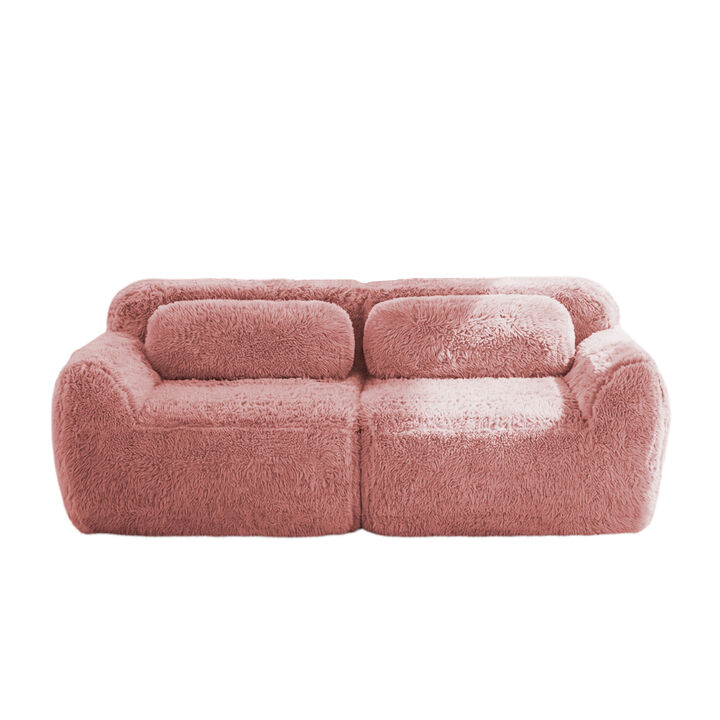 Monimp Soft Fluffy Plush Fabric Loveseats
