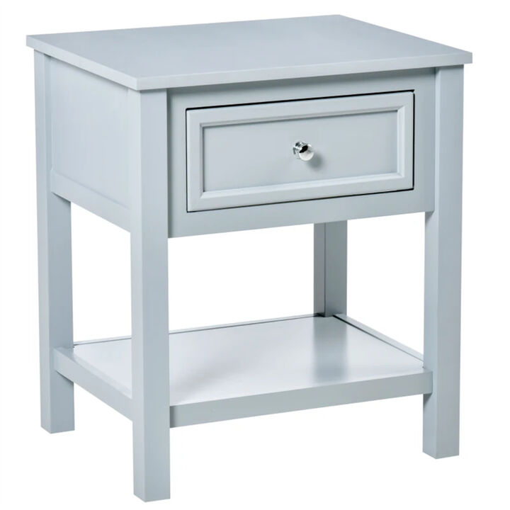 Modern Sofa Side Table with Storage Drawer and Shelf, Classic Accent Coffee Table for Living Room