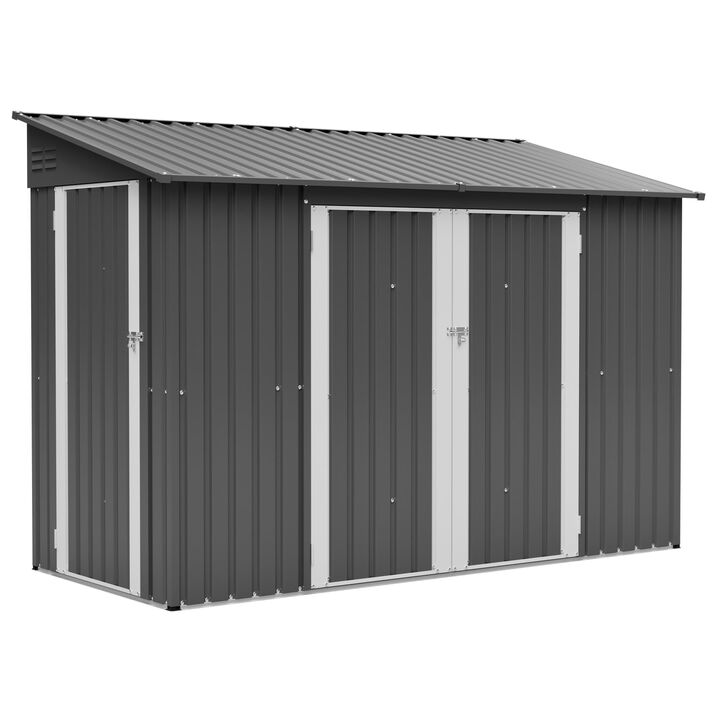 9 x 4 FT Outdoor Storage Shed with Lockable Door, Heavy Duty Metal Waterproof Garden Shed