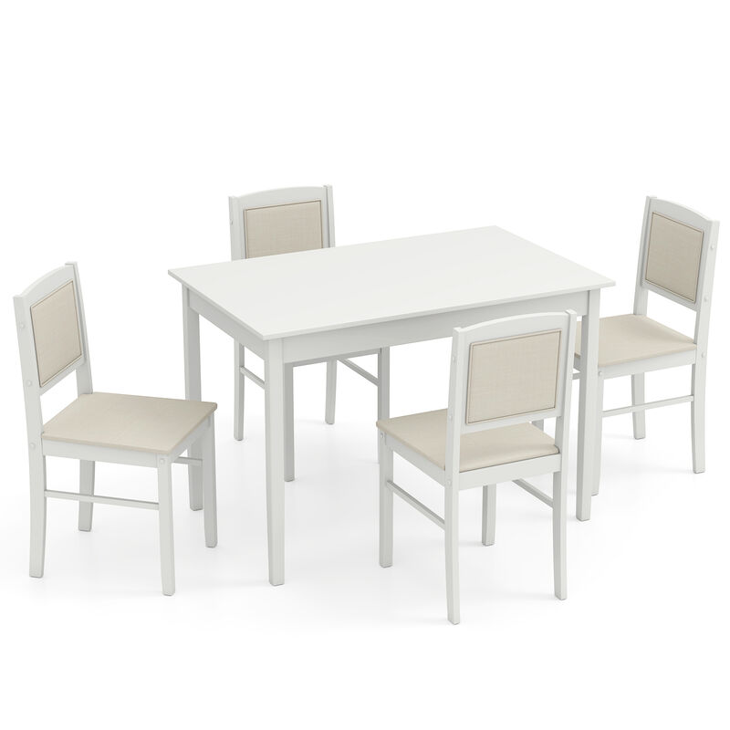 Wooden 5-Piece Kitchen Table Set for 4 with Durable Rubber Wood Legs
