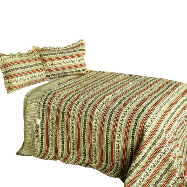 Vermicelli Quilted Cotton Printed Quilt Set Queen Size A Long Summer Design Set