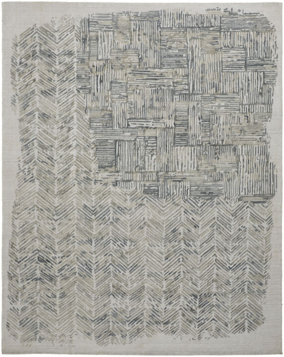4 X 6 green Blue And Ivory Abstract Hand Woven Distressed Area Rug