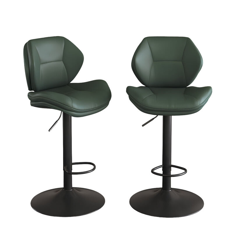 Modern Ergonomic PU Leather Bar Stools, Adjustable Counter Height Stools with Double-Layer Cushion, Steady Stainless Steel Frame Rustic Kitchen Island Chairs for Outdoor image number 0