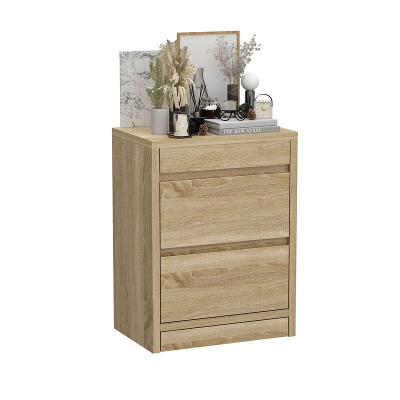 FUFU&GAGA Hidden Drawer Nightstand,Wood Grain MDF, NFC Lock, Flip-Top Door, (23.6"W x 15.7"D x 31.5"H),Brown