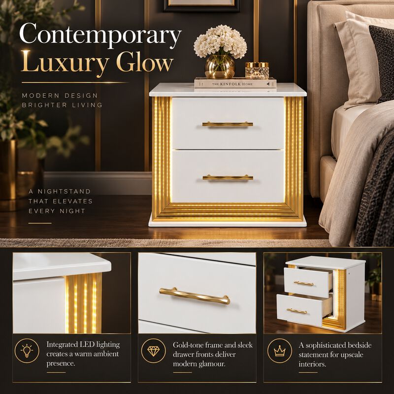 Trevolique 2-Drawer LED Nightstand image number 3