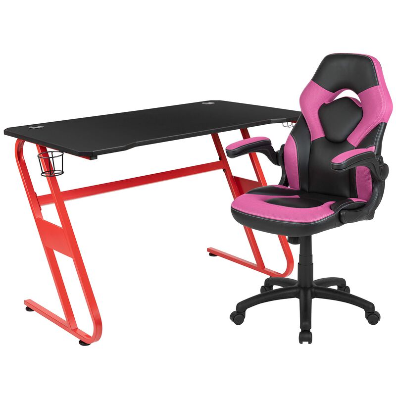 Flash Furniture Red Gaming Desk and Chair Set, Pink image number 0