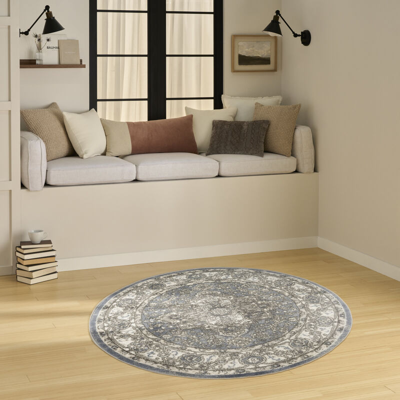 Quarry QUA05 Blue 4' x Round Rug image number 6