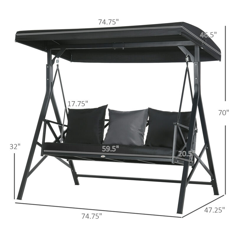 Hivvago 3-Seat Patio Swing with Adjustable Canopy image number 2
