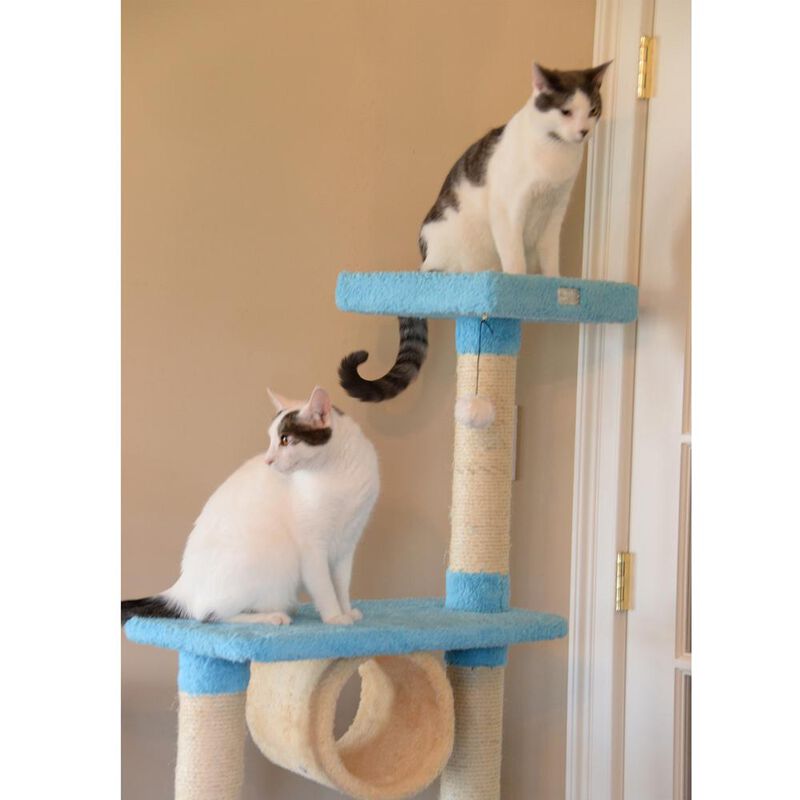 Armarkat Real Wood Cat Climber, Cat Junggle Tree With Platforms,Skyblue