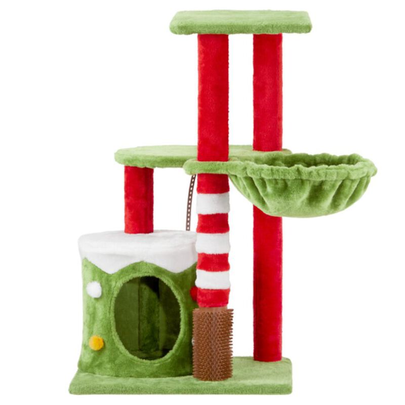 Cat Scratching Posts Tower with Condo & Hammock Multi-Level Playhouse for Cats