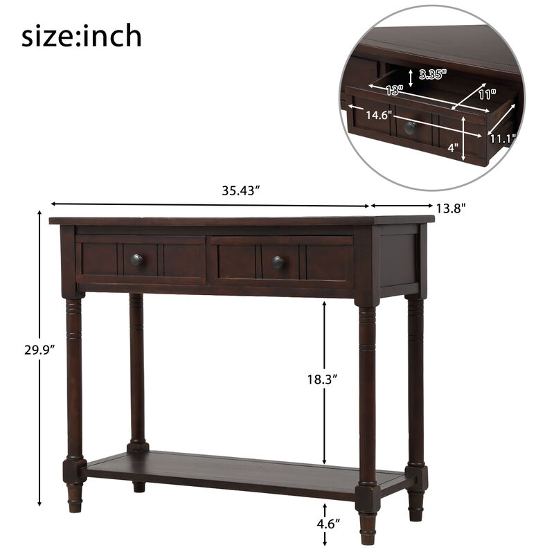Merax Console Table Traditional Design with Two Drawers and Bottom Shelf