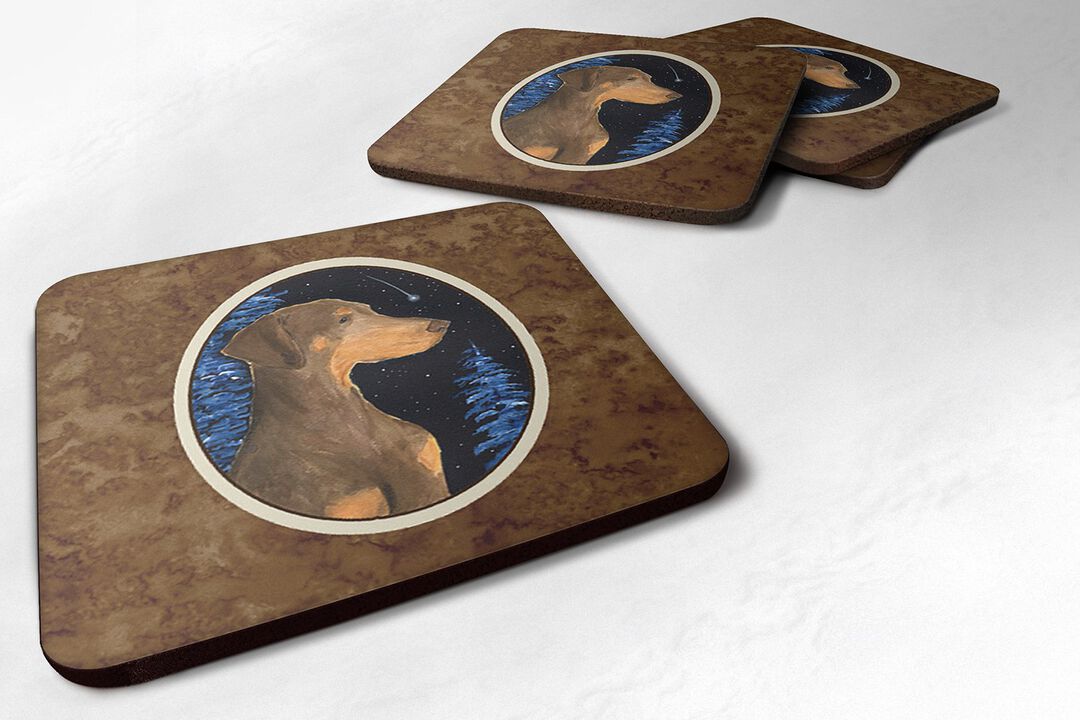 Caroline's Treasures SS8462FC Starry Night Doberman Foam Coasters Set of 4 (Set of 4), 3.5 H x 3.5 W, Multicolor