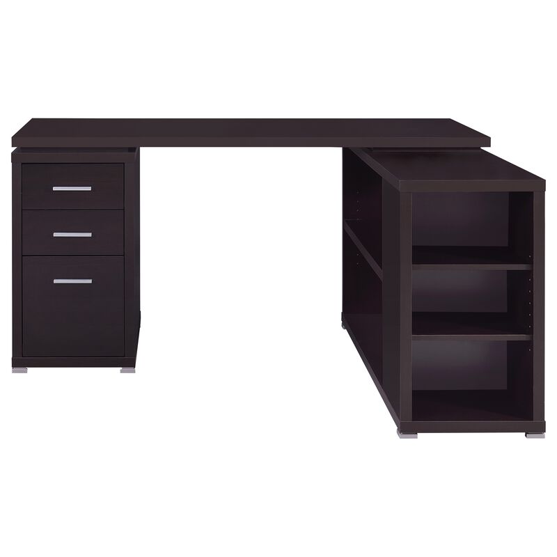 Contemporary Style Wooden Office Desk, Brown image number 2