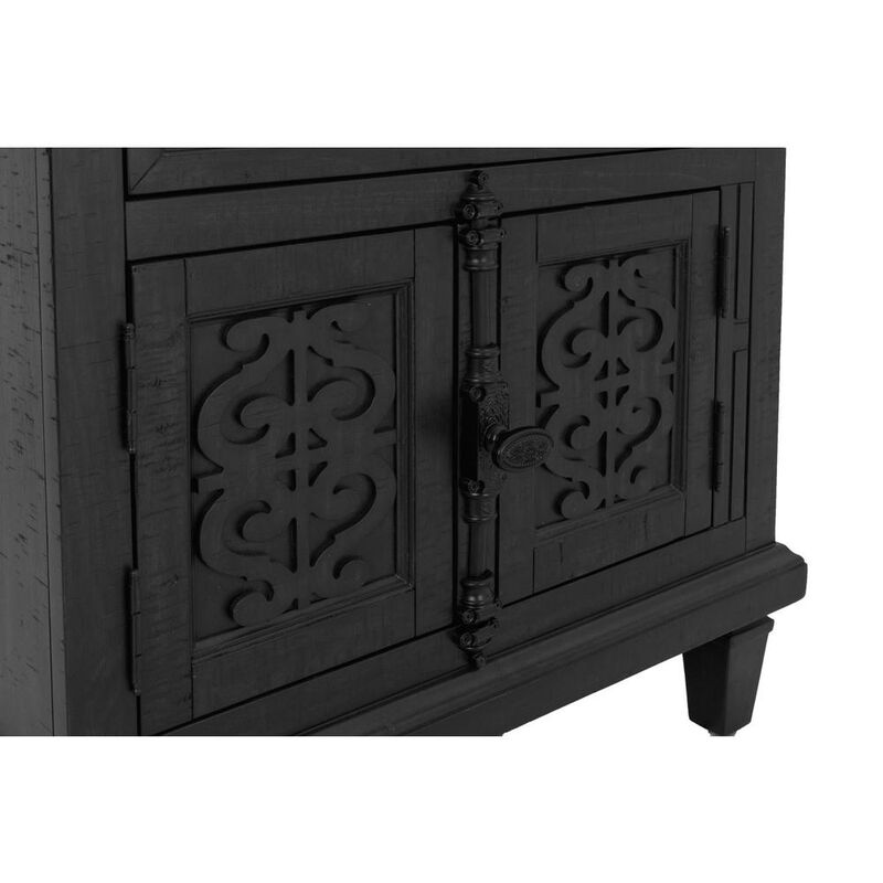 Best Quality Furniture Sleigh night stand with USB charging port in Rustic Gray