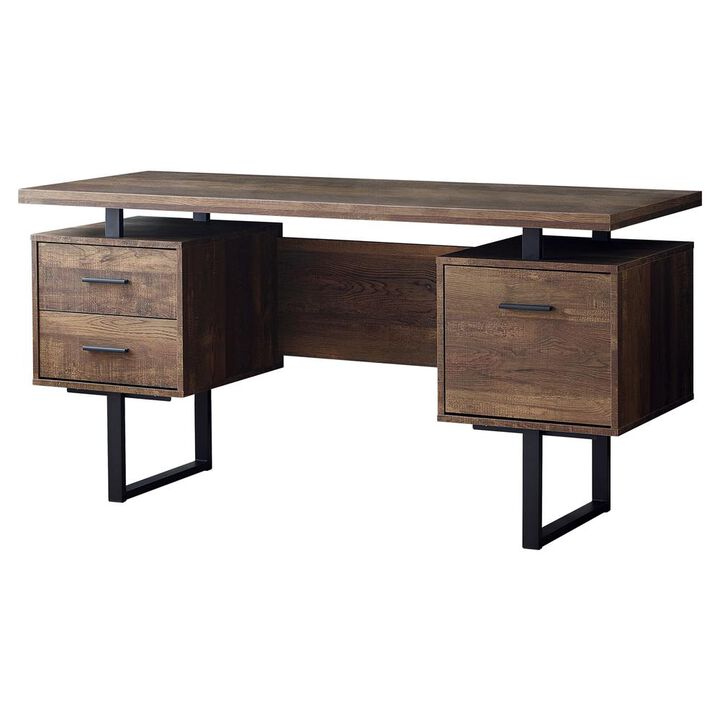 Monarch Specialities 60 Computer Desk with Metal Legs in Brown