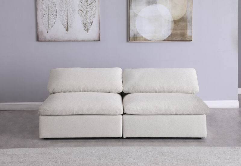 Meridian Furniture Serene Cream Linen Textured Fabric Deluxe Comfort Modular Armless Sofa image number 2