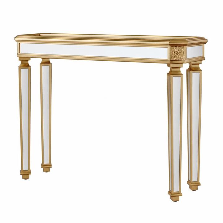 GOODSILO Vintage Wood Grain Carved Mirror Console Table Multi-Use Entryway Sofa Table for Living Room Home Display and Decor