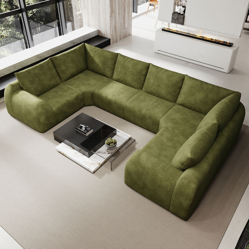 Sidgaf 135.5" 6 Seats U Shaped Modular Cloud Sofa image number 2