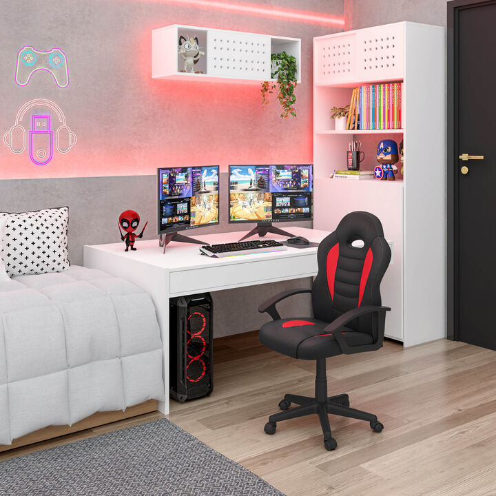 GOODSILO Kid's Racing-Style Gaming Chair with Height Adjustable Seat and Comfortable TechniFlex Upholstery for Homework and Play