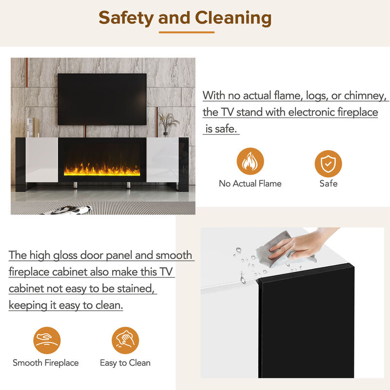 Merax Modern TV Stand with Non-heating Electric Fireplace