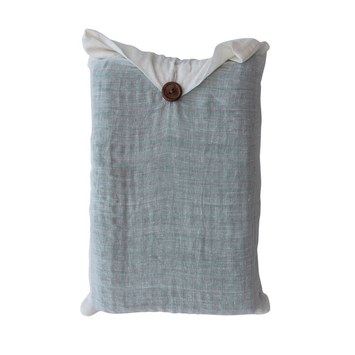 Cotton Waffle Weave Tea Towels with Kantha Stitch, Red and Green, Set of 2 in Cotton Bag