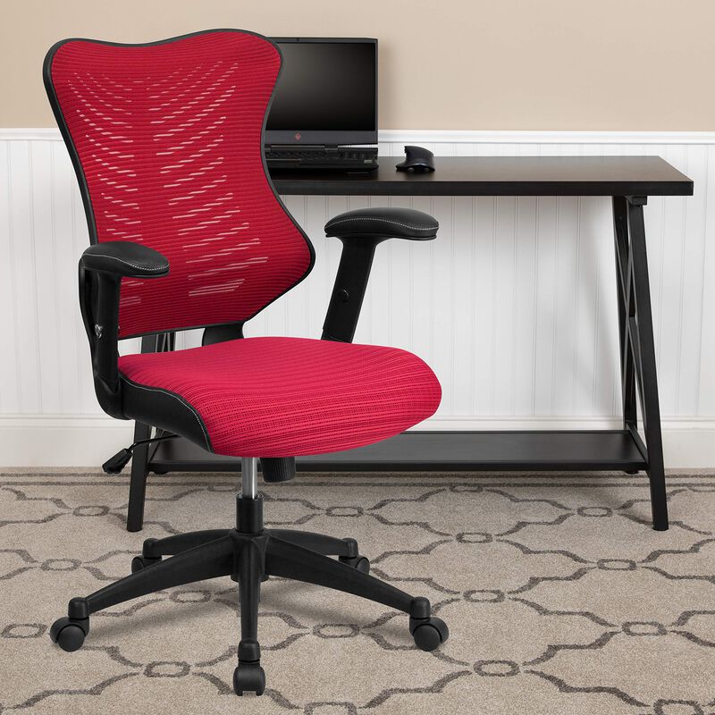 Flash Furniture Kale High Back Designer Burgundy Mesh Executive Swivel Ergonomic Office Chair with Adjustable Arms