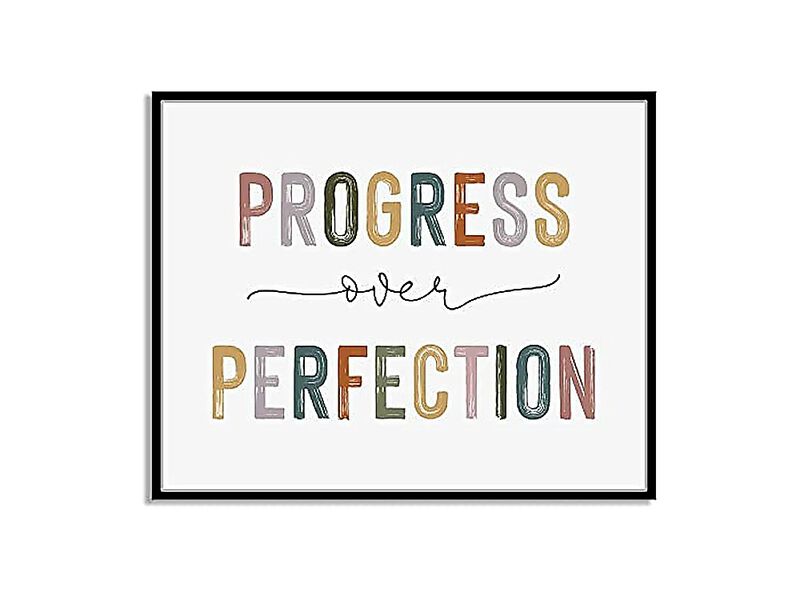 Classroom Signs Wall Art Progress Over Perfection Growth Mindset Poster Kids image number 0