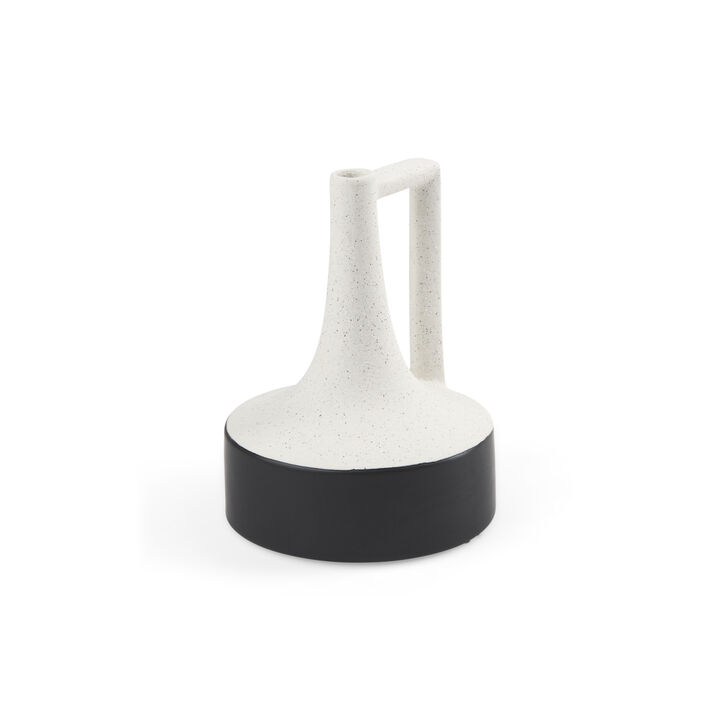 HomeRoots 8" Black And White Ombre Ceramic Jug Vase