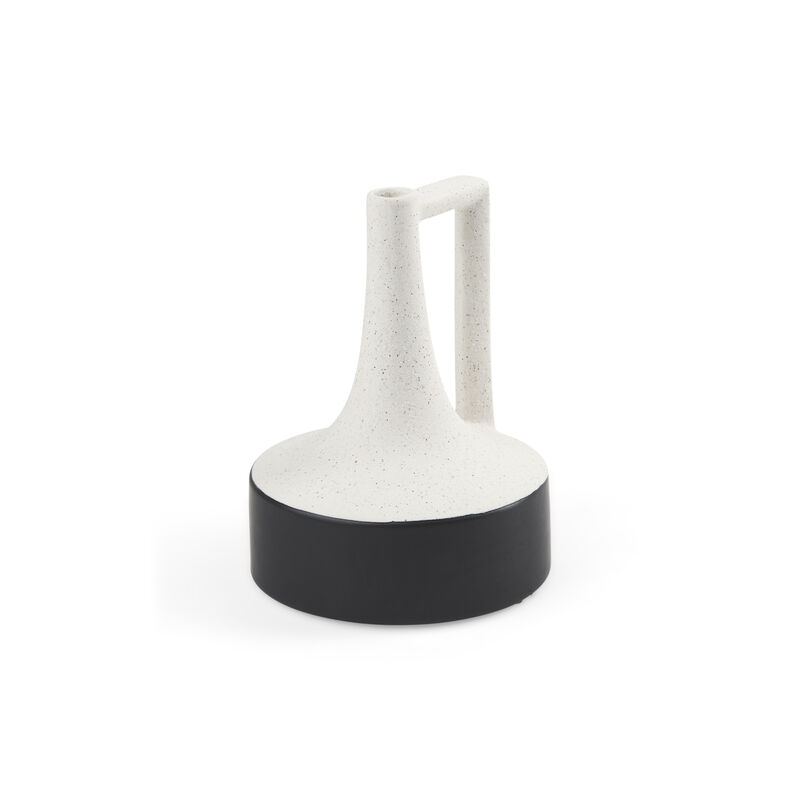 HomeRoots 8" Black And White Ombre Ceramic Jug Vase image number 0