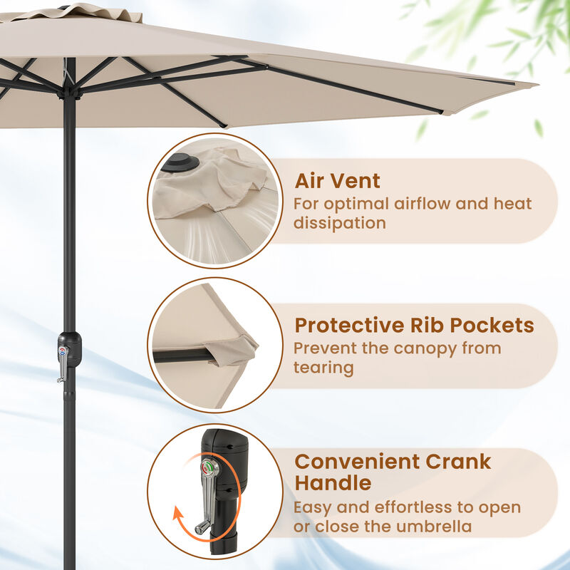 Patio Umbrella with Easy Crank Handle and 8 Sturdy Ribs for Durable Outdoor Shade