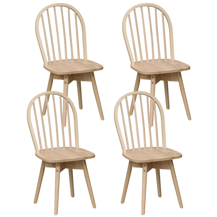 Set of 4 Swivel Windsor Dining Chairs with Solid Rubberwood Frames