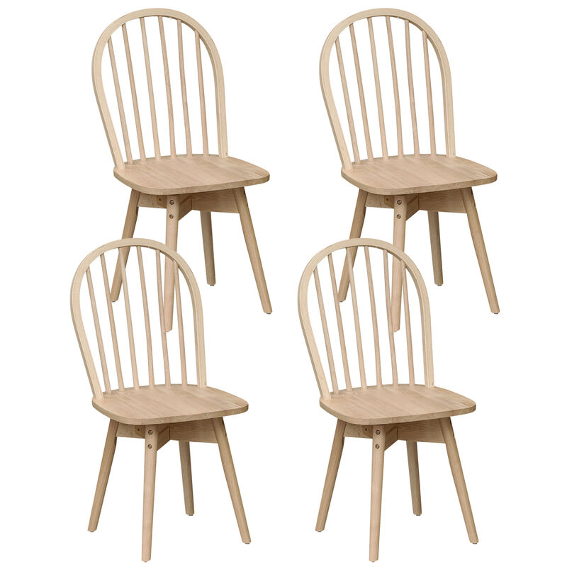 Set of 4 Swivel Windsor Dining Chairs with Solid Rubberwood Frames image number 0