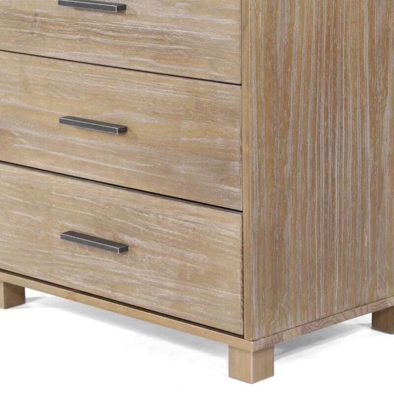 Hivvago Modern Farmhouse Solid Wood 5 Drawer Bedroom Chest in Light Brown Finish
