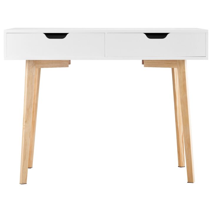Compact Study Desk with Drawers Wooden Writing Table for Kids Bedroom-White