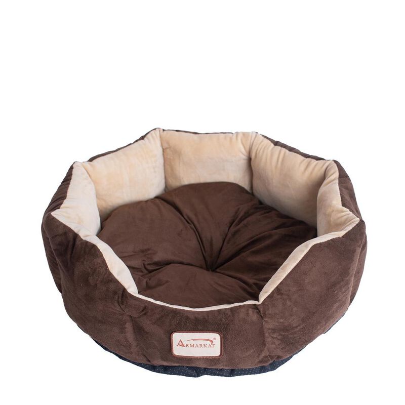 Armarkat Pet Bed With Polyfill In Beige & Mocha For Cats And Extra Small Dogs