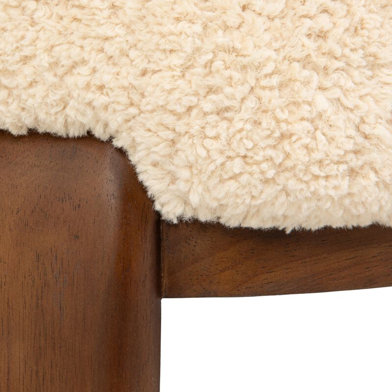 Boucle Accent Chair with Wood Base, Ivory image number 6