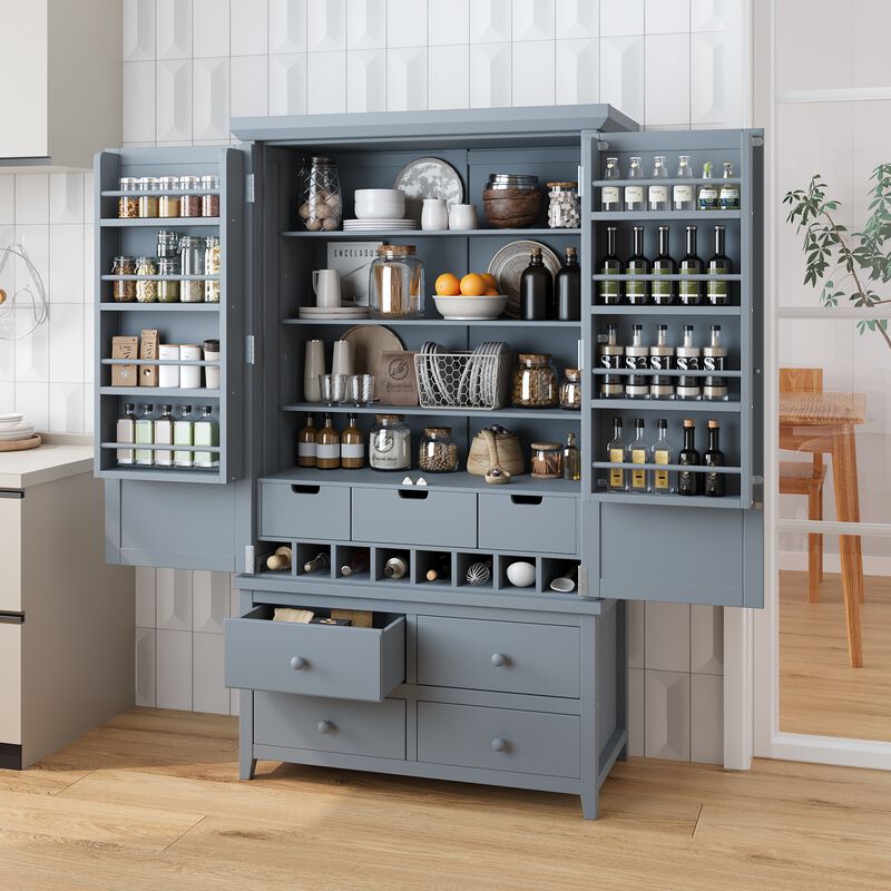 Merax Freestanding Kitchen Pantry Storage Cabinet Cupboard image number 1
