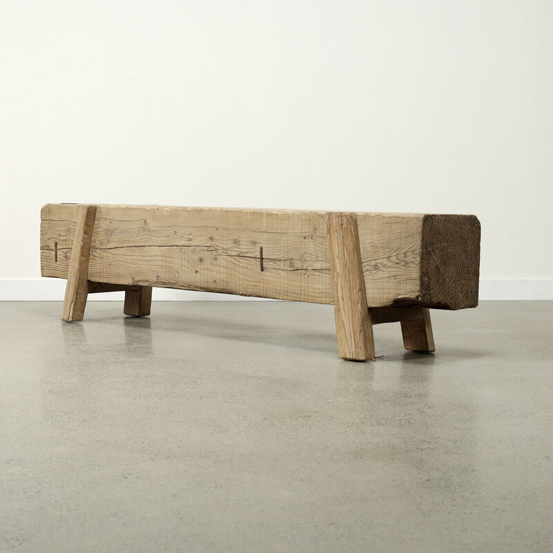 Vintage Reclaimed Wood Bench in Weathered Natural image number 5