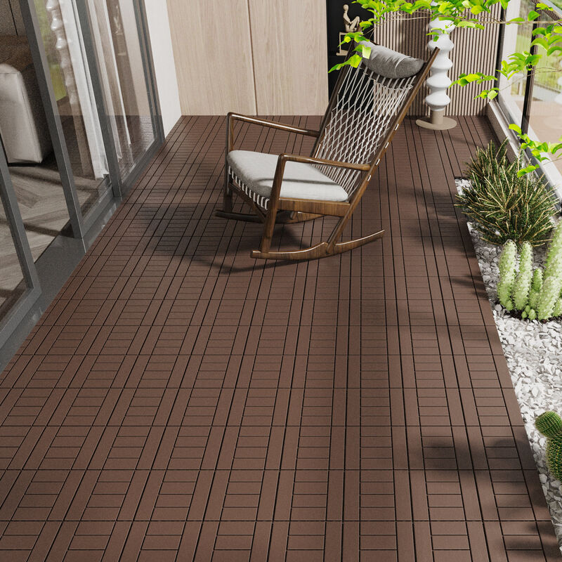 Streamdale DIY Patio Tiles: Interlocking 12", Red Brown, 44pcs