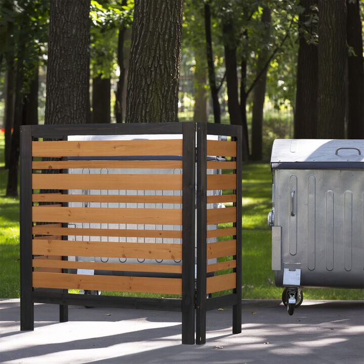 3-Panel Outdoor Air Conditioner Fence Screen, Outside Wood Privacy Fence, 38" W x 42" H