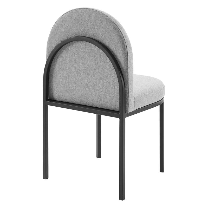 Modway Isla Channel Tufted Upholstered Fabric Dining Side Chair, Black Light Gray
