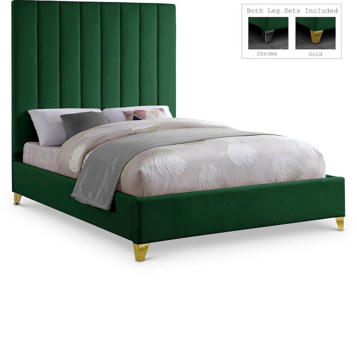 Meridian Furniture Via Green Velvet Full Bed