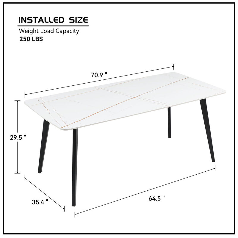 Streamdale Porcelain Dining Table White 70"