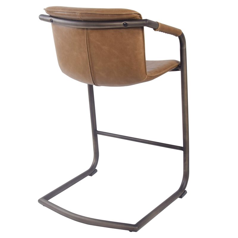 New Pacific Direct Indy PU Leather Counter, Set of 2 Bar & Counter Stools, Antique Cigar Brown image number 9